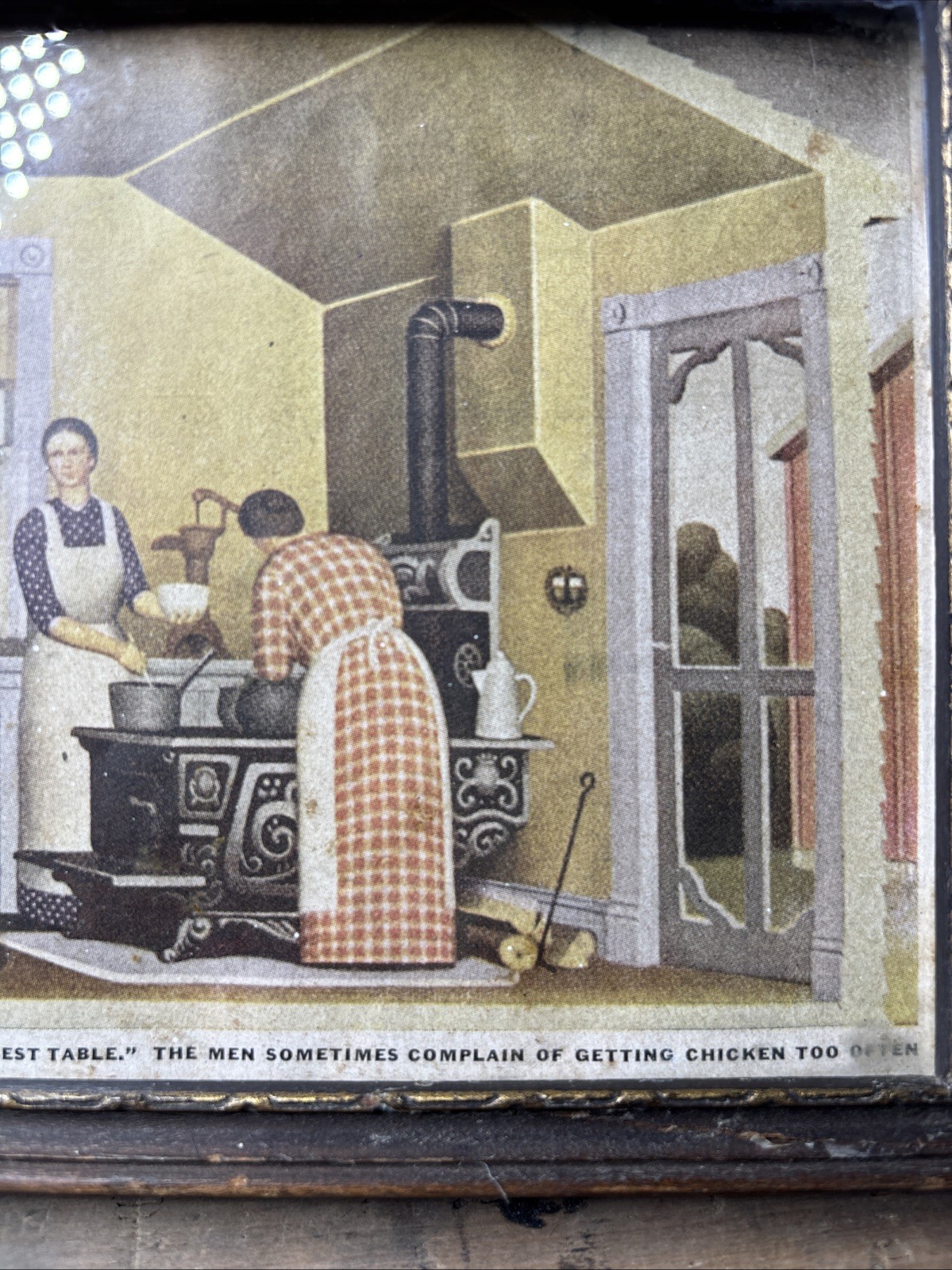 1930s Dinner For Threshers Farming Homestead Print Sign Grant Wood Glass Framed