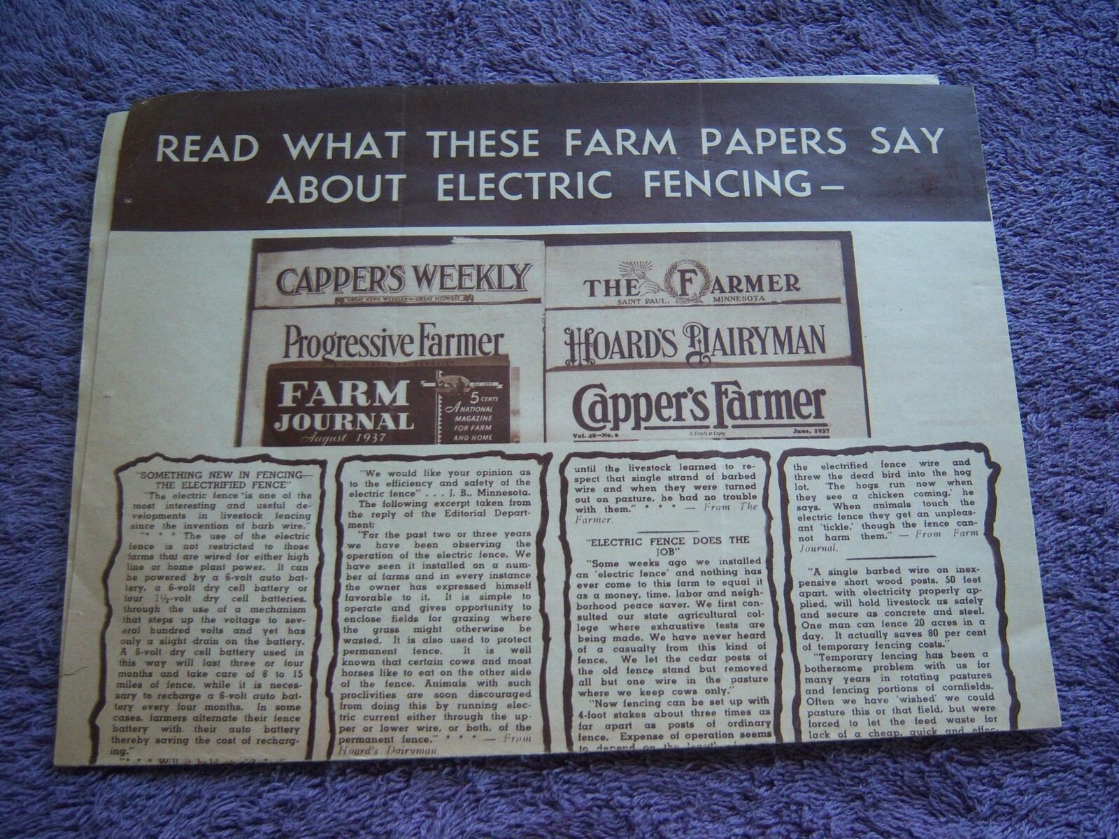 PARKER-McCRORY MANUFACTURING COMPANY ELECTRIC FENCING LETTERHEAD & ADVERTISEMENT