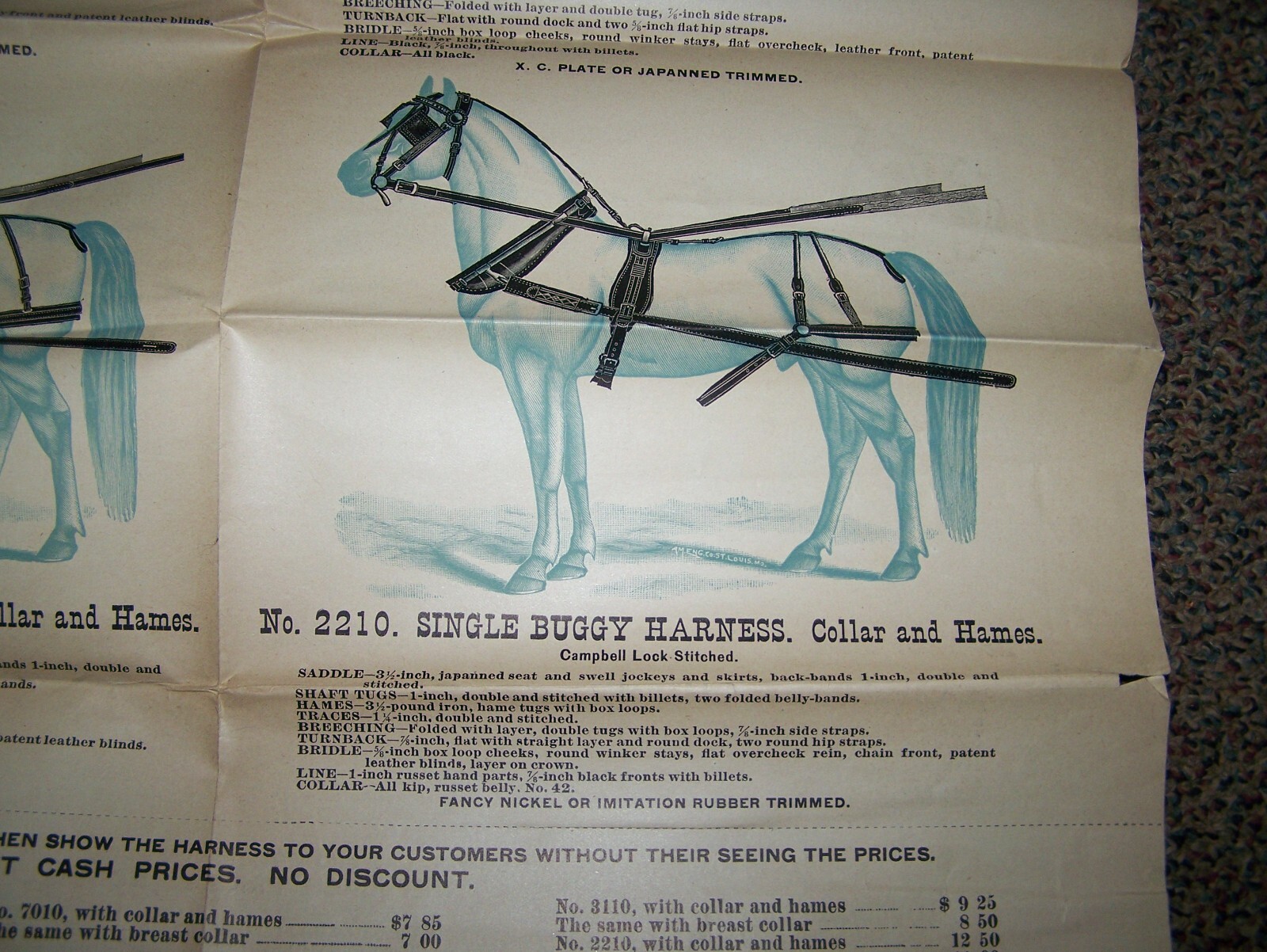 BANNER HARNESS Horse Farm Implement Sales POSTER Horse Drawn Implement Buggy WOW