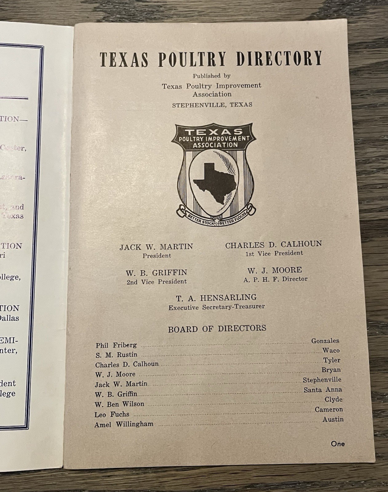 1957 & 59 Texas Poultry Improvement Association official directory