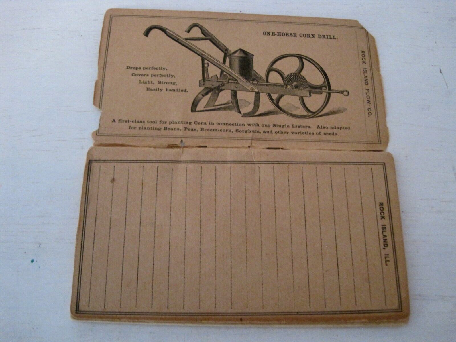 1889 Rock Island Plow Co Annual Farmers Pocket Companion Agricultural Implements