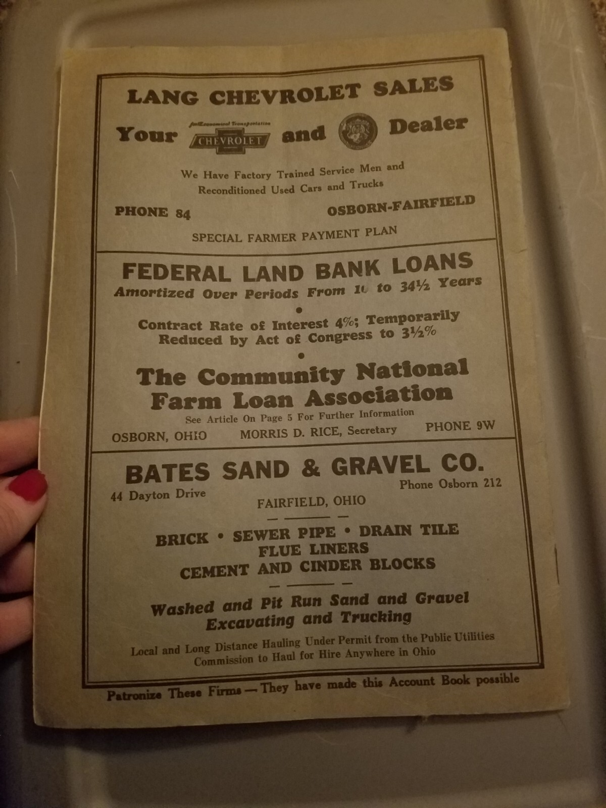 Vintage Farm account book Dayton Ohio