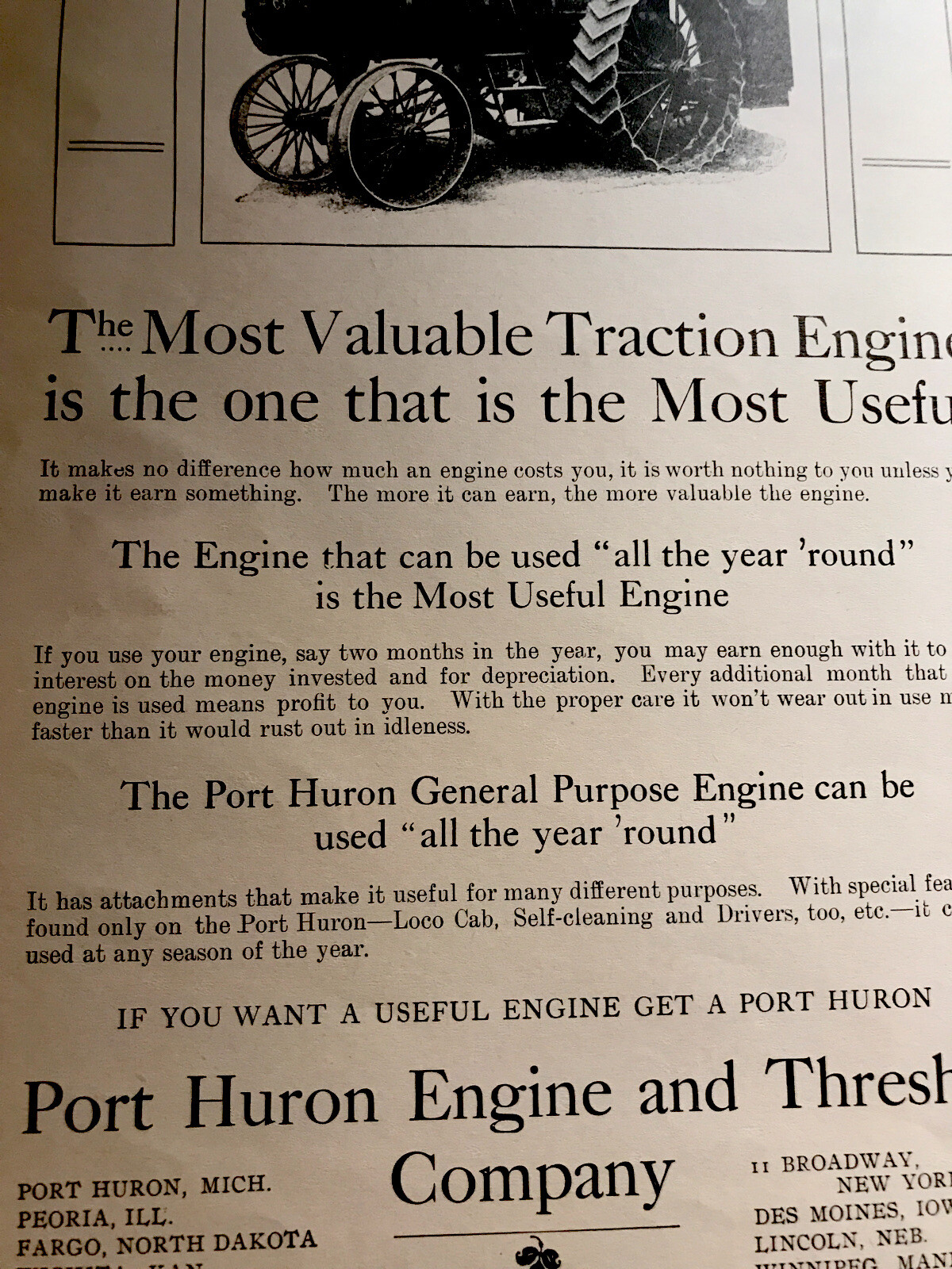 1903 Port Huron Engine & Thresher Farm Implements Advertising – Michigan