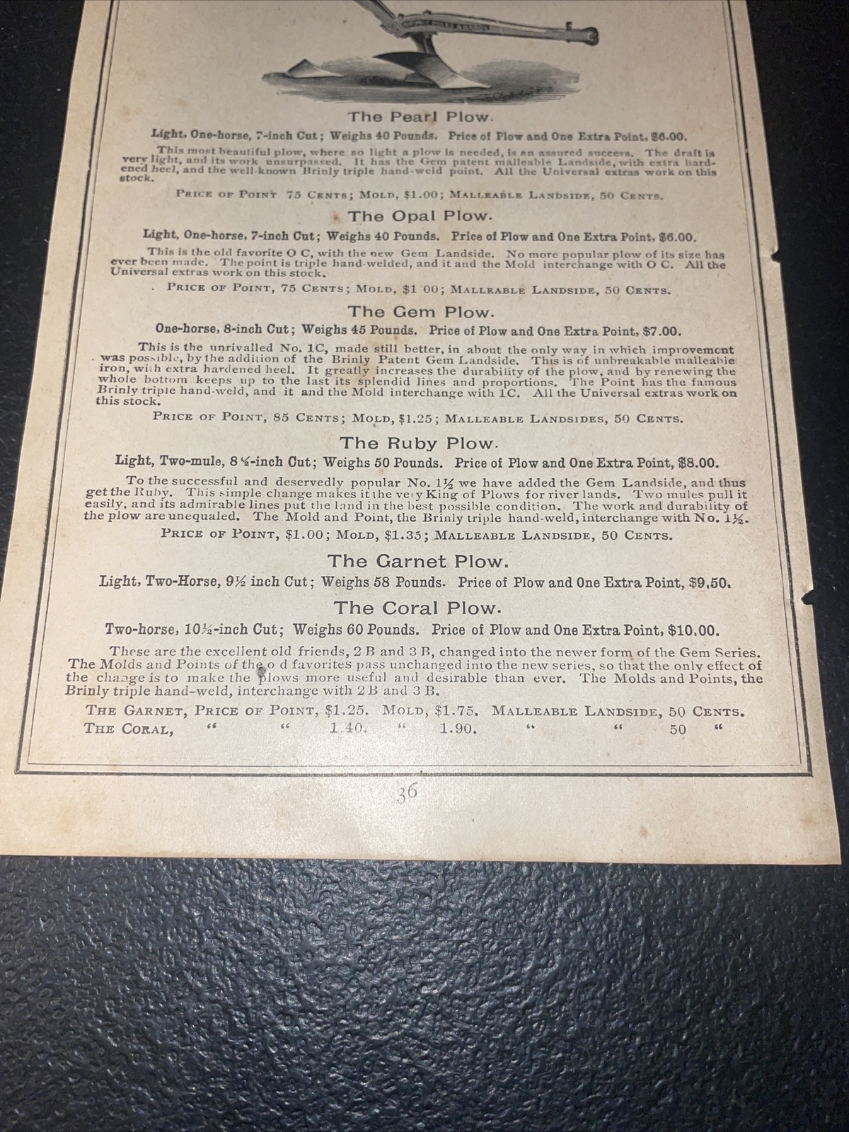 1891 Baldwin – Brinly Plow Farm Advertising – New Orleans – Louisiana