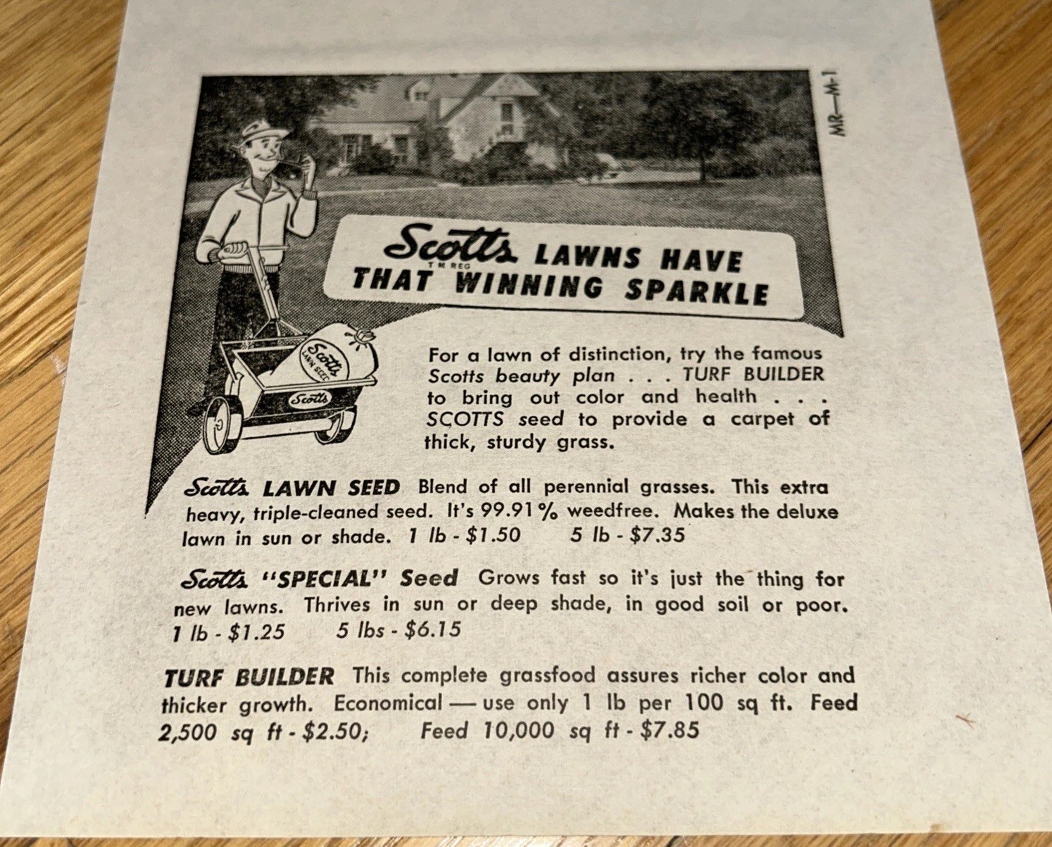 1940s O.M SCOTT & SONS CO Newspaper Mat & Layout Ad MID SEASON Marysville OHIO