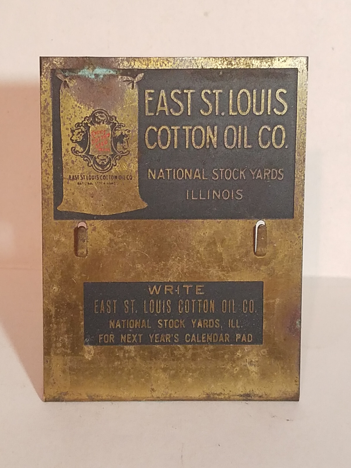 East St. Louis Cotton Oil Co. Calendar Holder, National Stock Yards