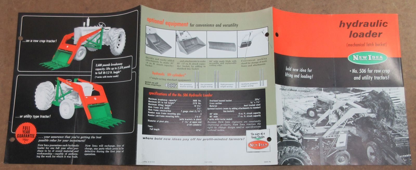 New Idea Hydraulic Loader (Mechanical Latch Bucket) Foldout Brochure