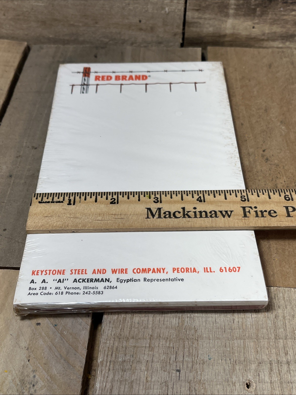Vintage NOS Keystone Steel Wire Red Brand Fence Memo Sealed Note Pad HBQ