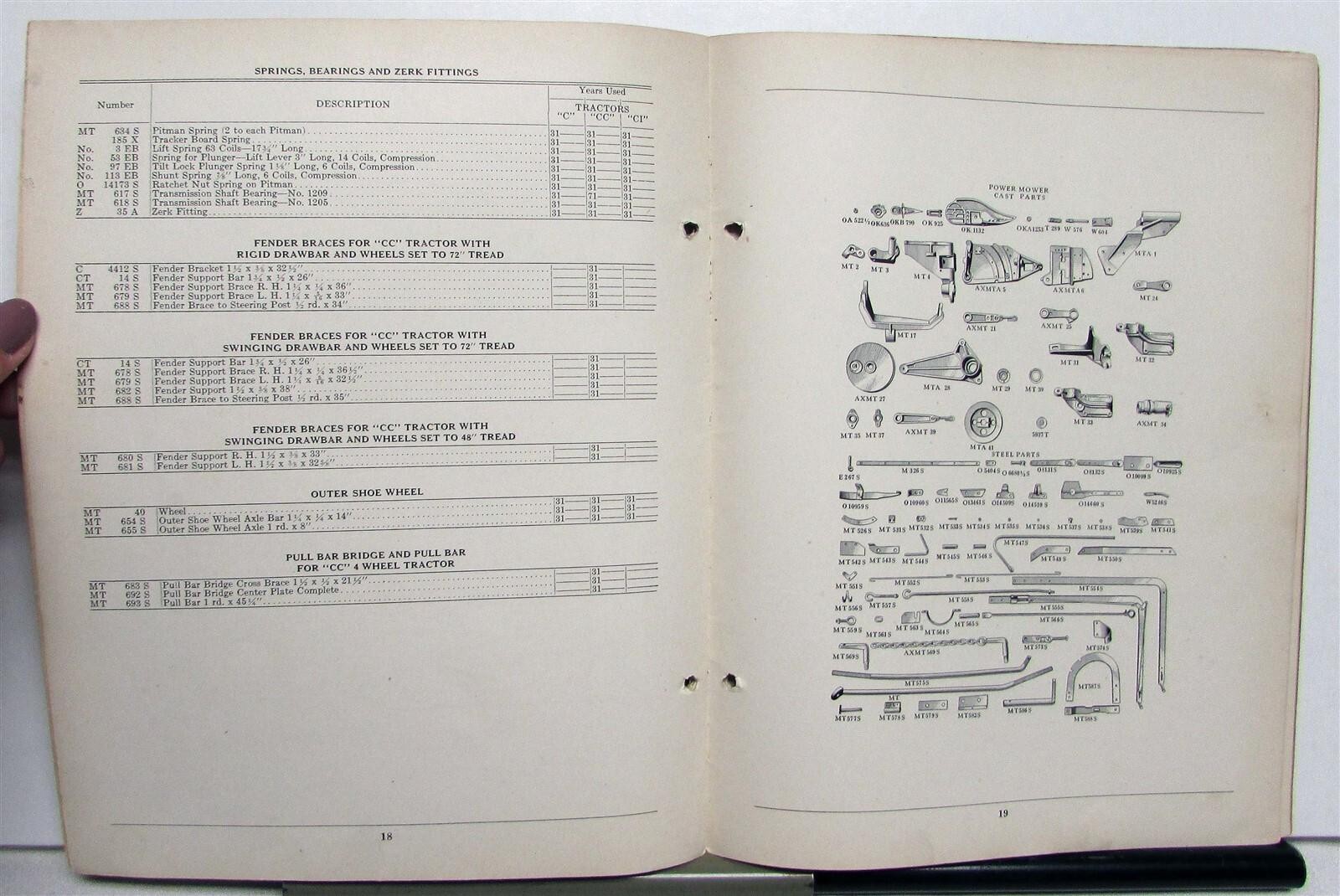1936 Case A&B Series Power Mowers Specs Construction Repair Parts Lists Catalog
