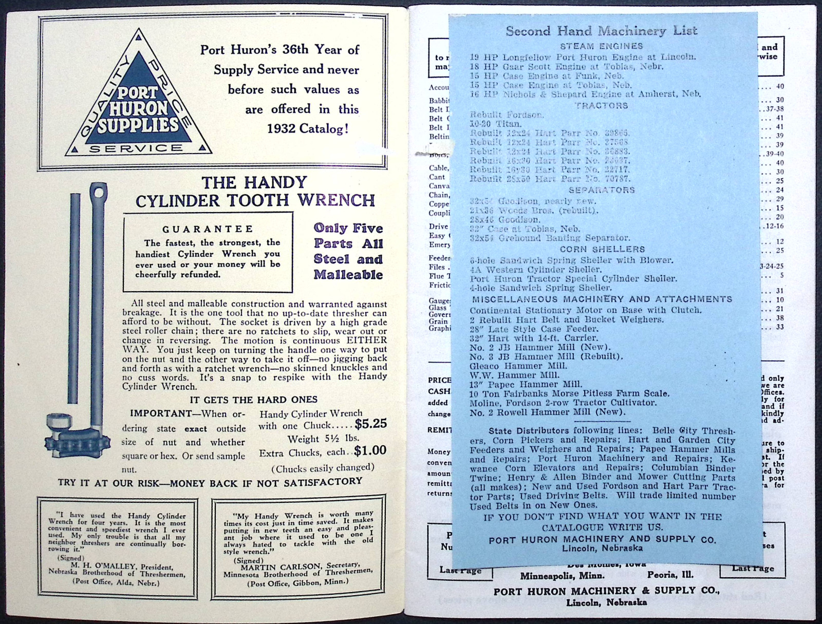 1932 Port Huron Supply Catalog Sawmills Feeders Parts Equipment