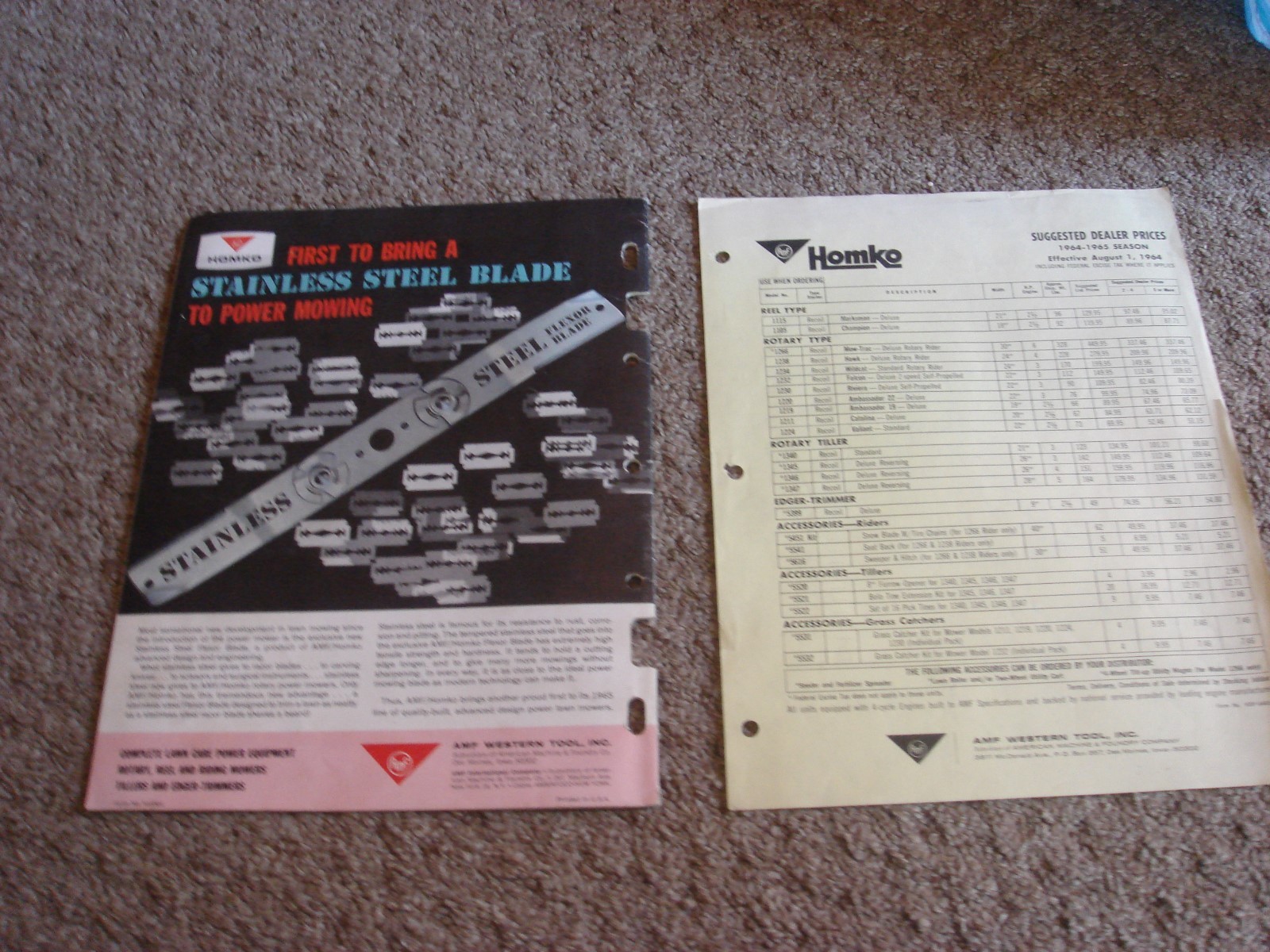 VINTAGE HOMKO 1964-1965 LAWN MOWER TRACTOR TILLER DEALER SALES BROCHURE LOT #3