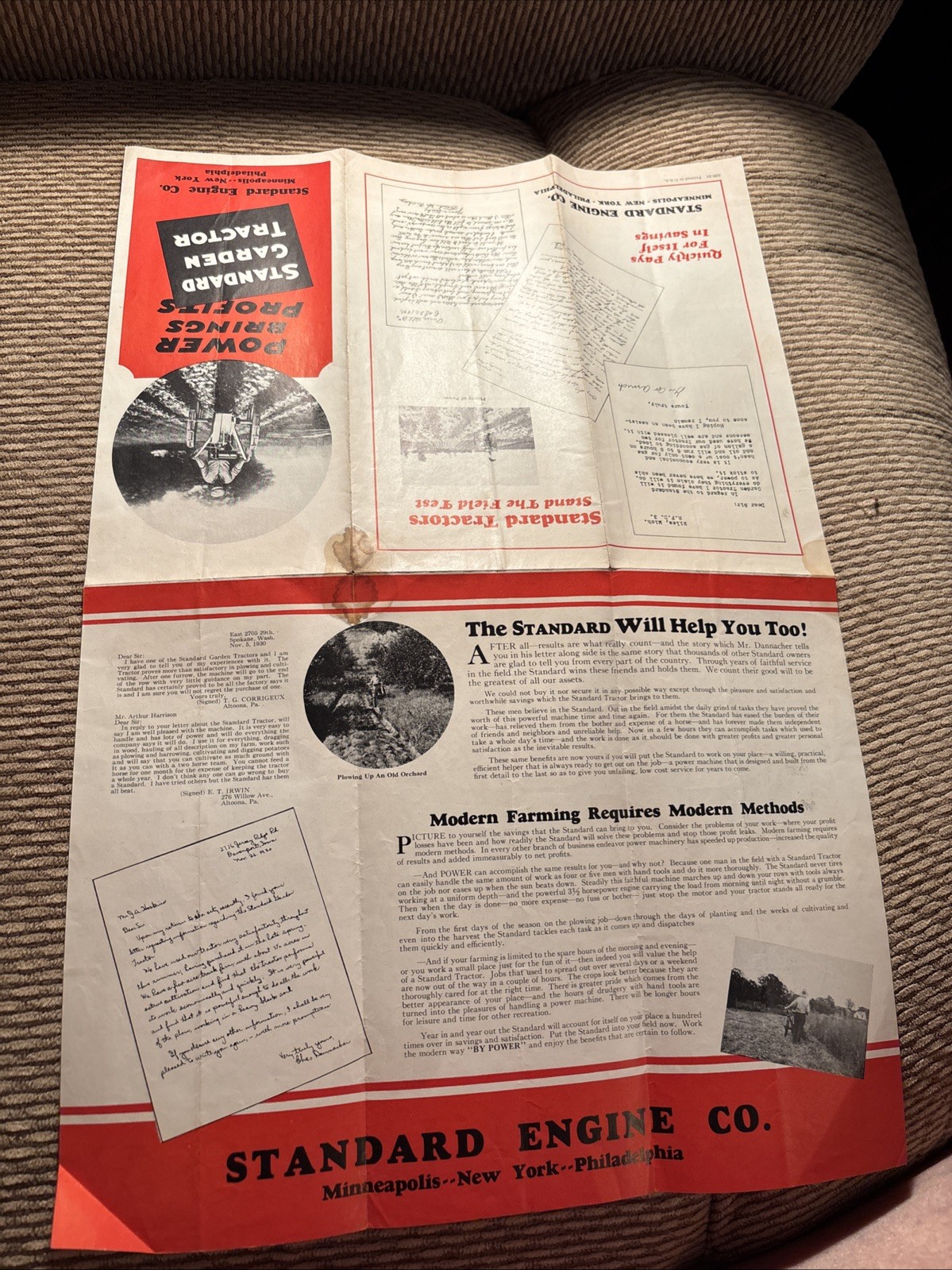 Standard Engine Co Minneapolis MN 1931 Brochure For A Standard Garden Tractor