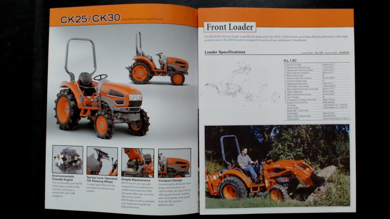 Kioti Compact Utility Tractor CK25 CK30 Brochure Vintage Agriculture