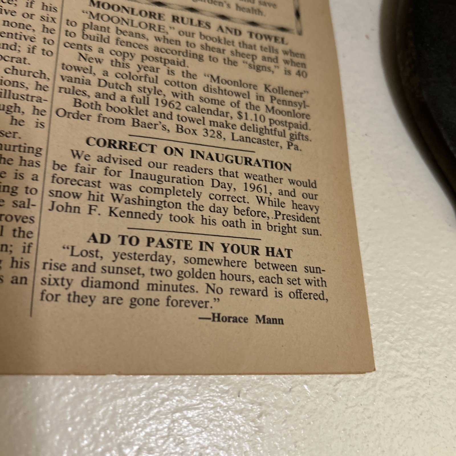 Vintage 1962 John Baer&rsquo;s Sons Agricultural Almanac Lancaster PA Farmers Almanac