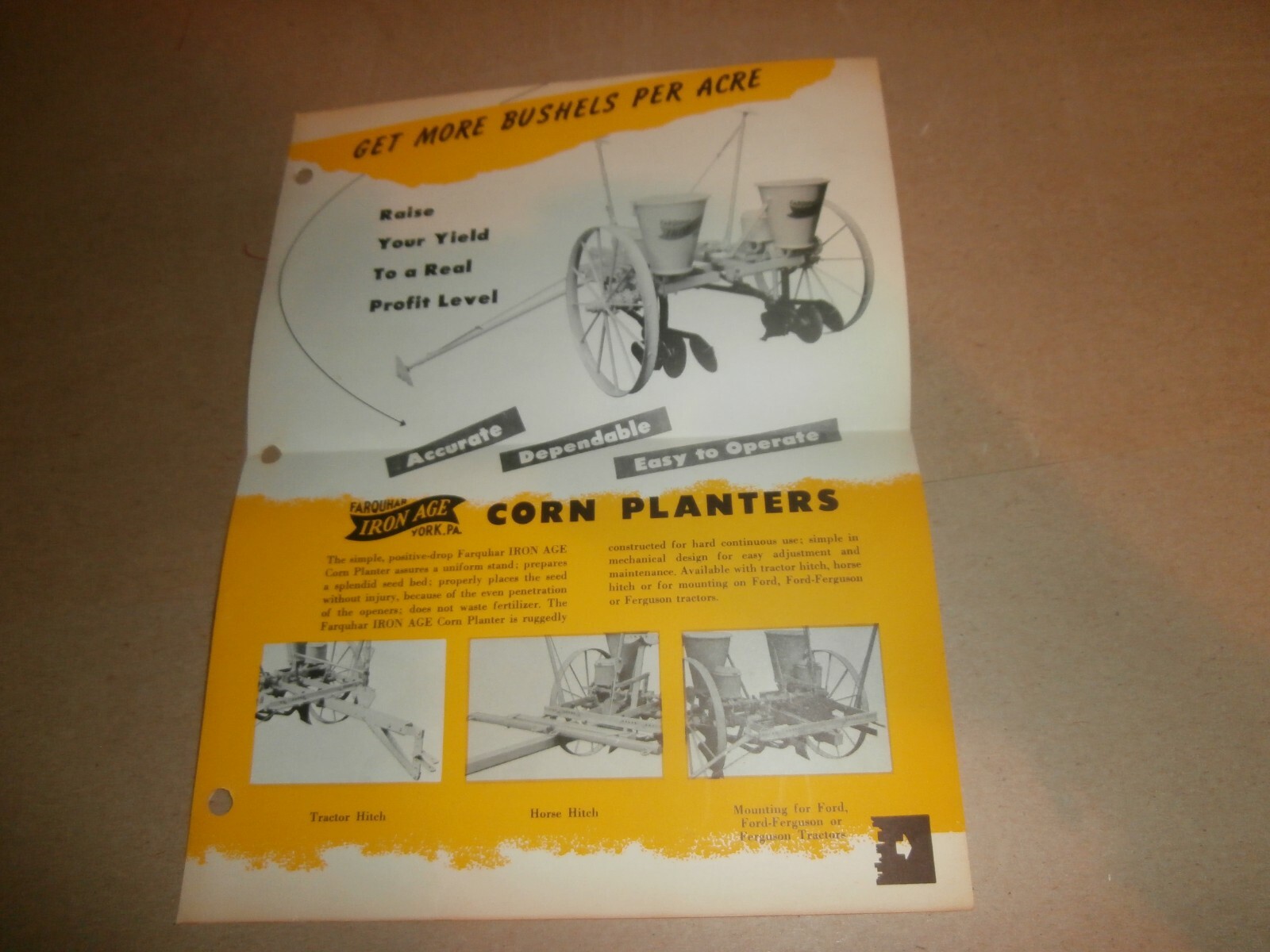 Vintage Farquhar Iron Age York PA Corn Planters Brochure