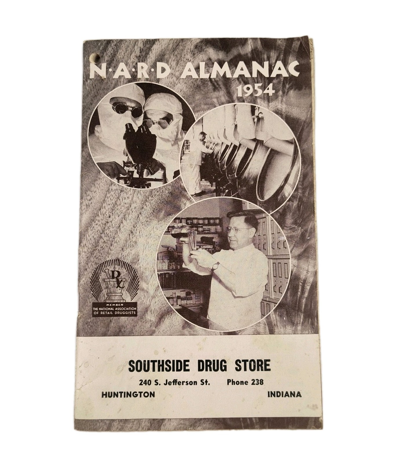 NARD Almanac Nat Druggist 1954 RX Southside Drug Store Huntington IN Indiana L2