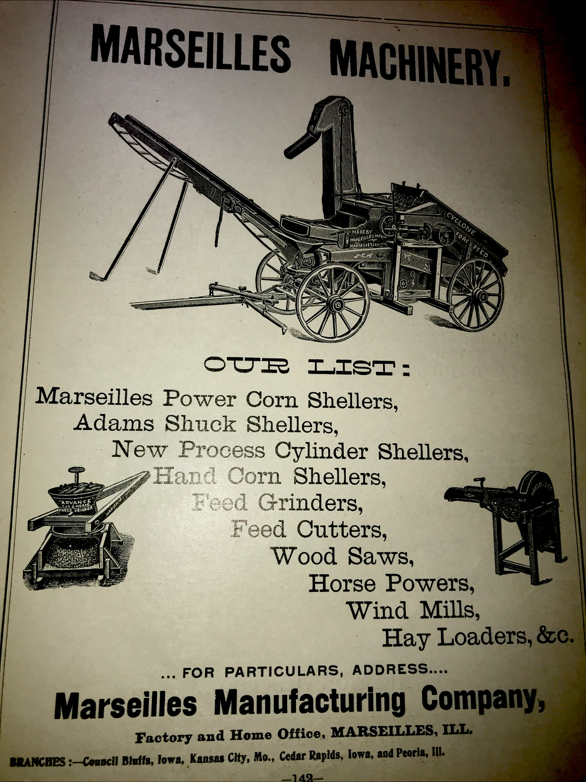 1898 Marseilles Farm Machinery Advertising – Canton – Illinois