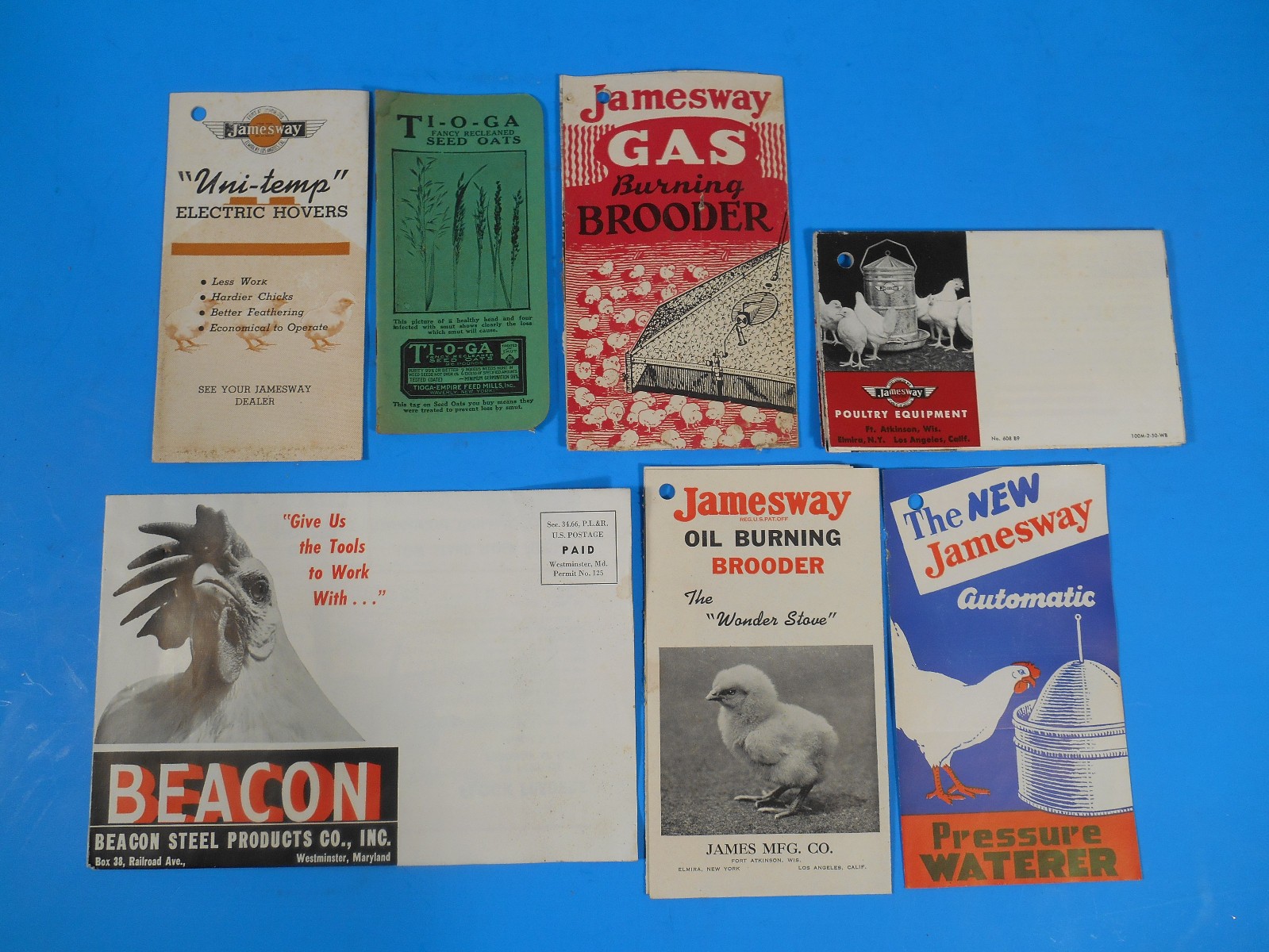 Lot of 7 Vintage 1940s-1950s Farming Poultry Ads Brochures Pamphlets