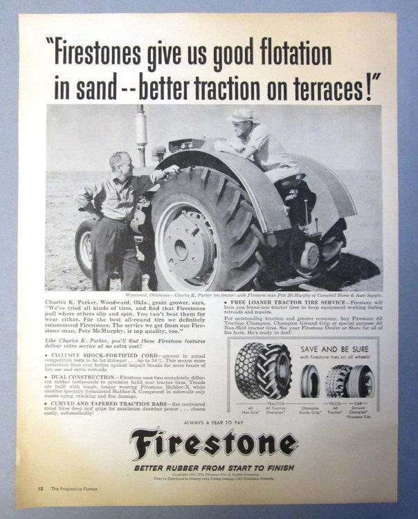 Orig 10×14 1961 FirestoneTire Ad Photo Endorse Charles Parker, Woodward Oklahoma
