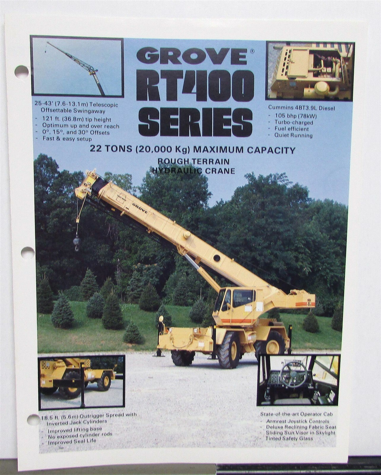 1980s Grove RT400 Series Cranes Specifications Construction Sales Brochure