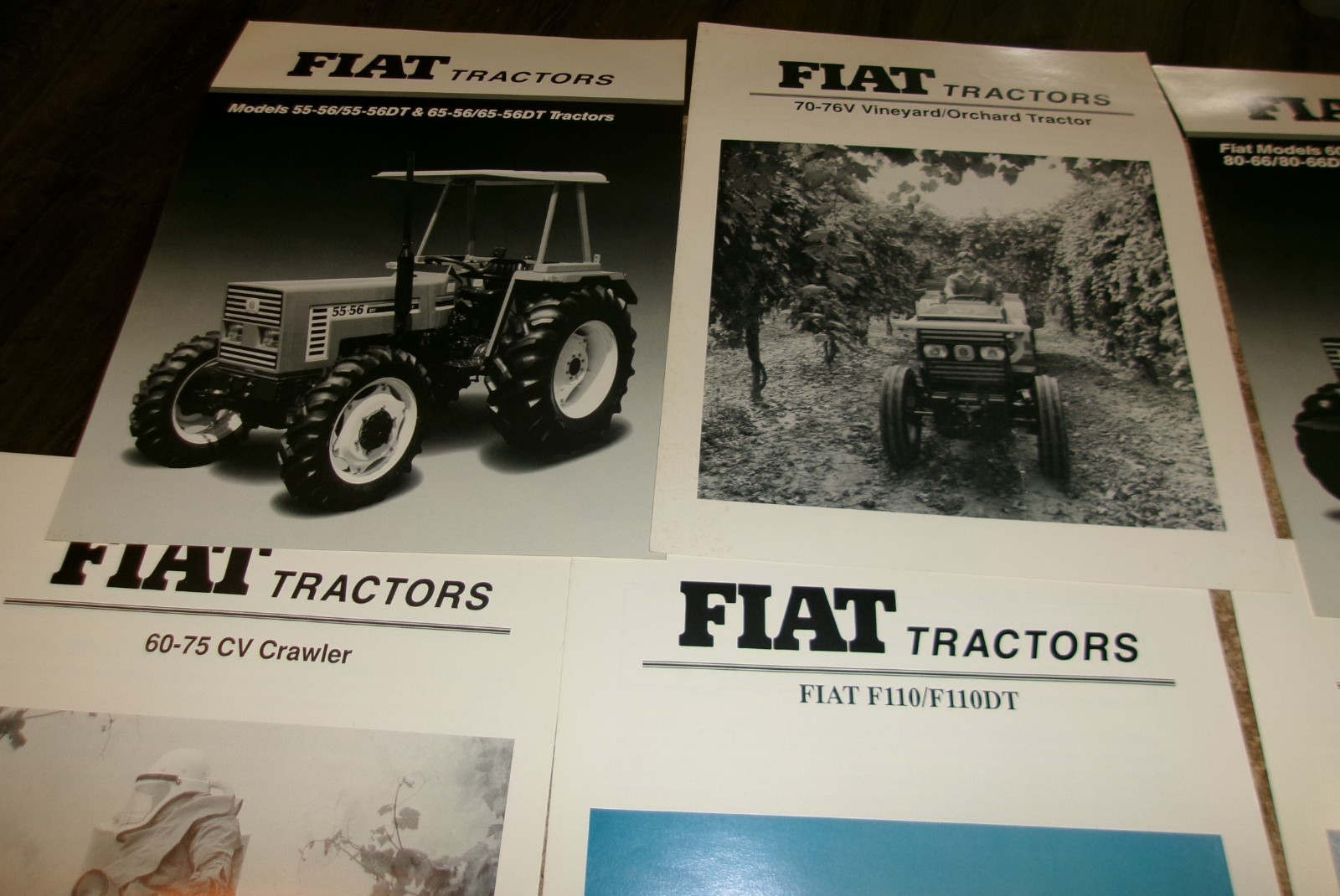 6-lot 1980&rsquo;s-90&rsquo;s fiat tractors + crawler 1+3 page brochures good used