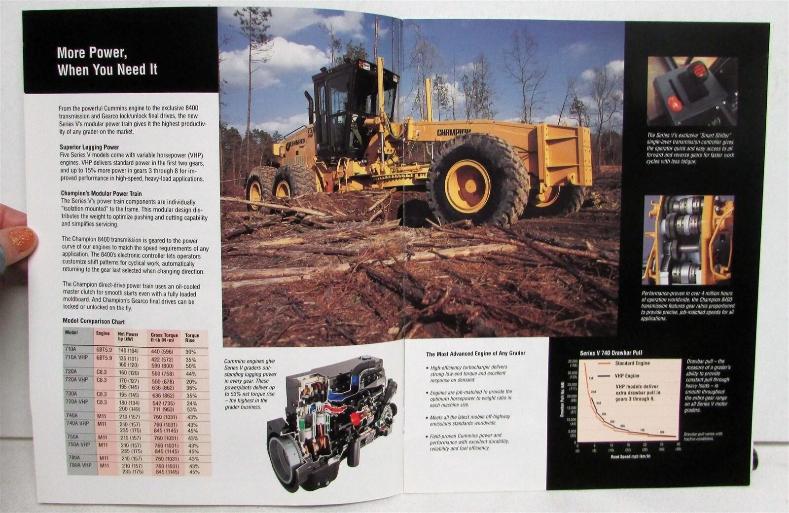 1998 Champion Series V Road Motor Grader Specifications Construction Brochure