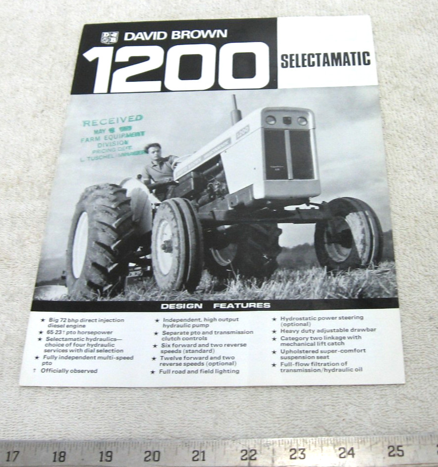 VINTAGE 1969 DAVID BROWN 1200 SELECTOMATIC TRACTOR SPECS BROCHURE