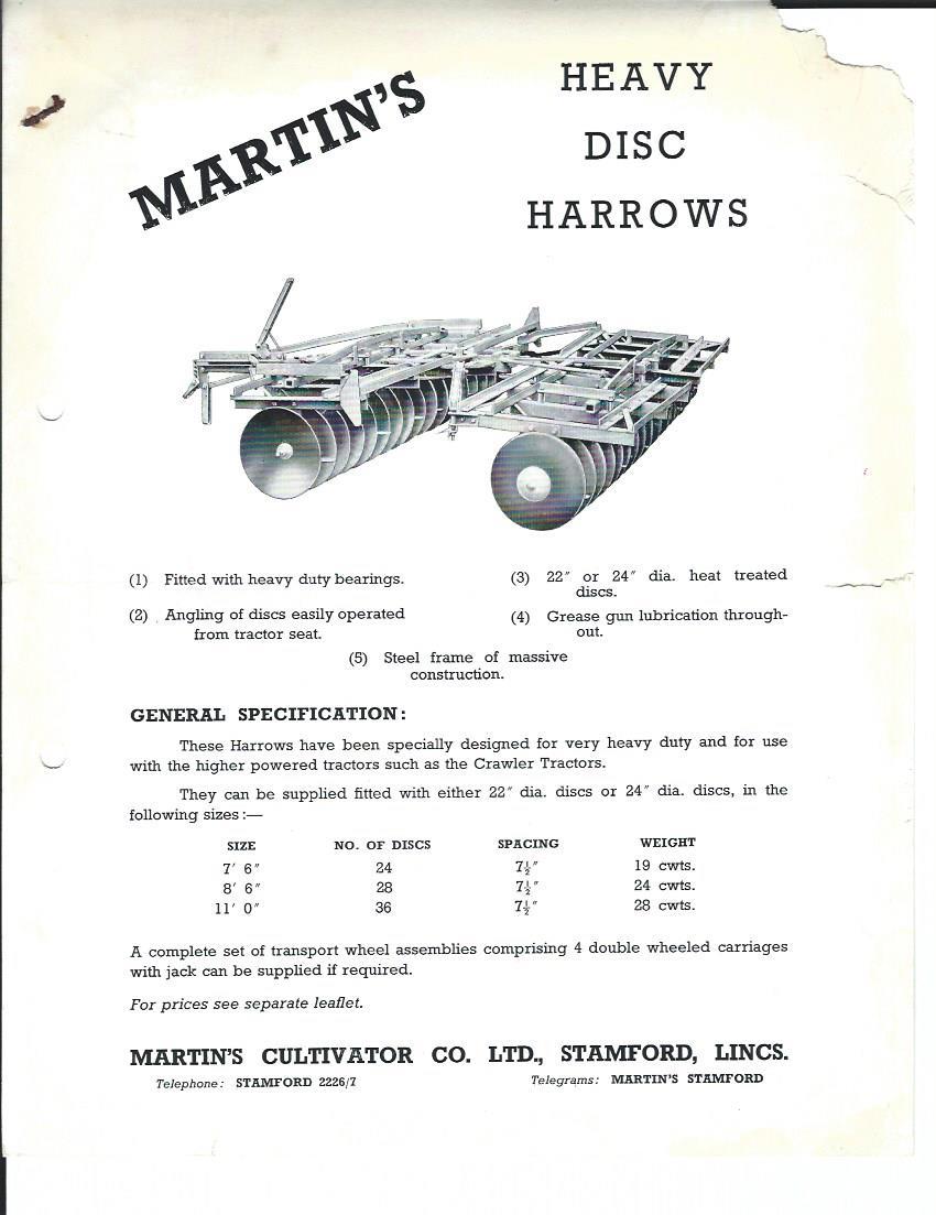 Farm Implement Brochure – Martin&rsquo;s – Heavy Disc Harrow – Cultivator (F3098)