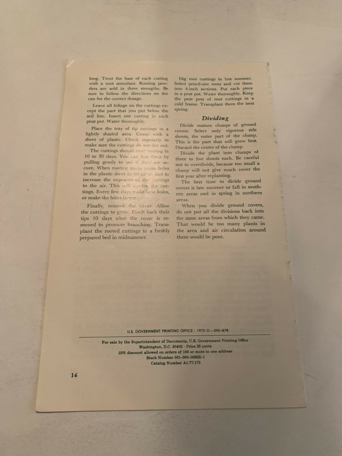 1975 Growing Ground Covers US Department Of Agriculture Booklet