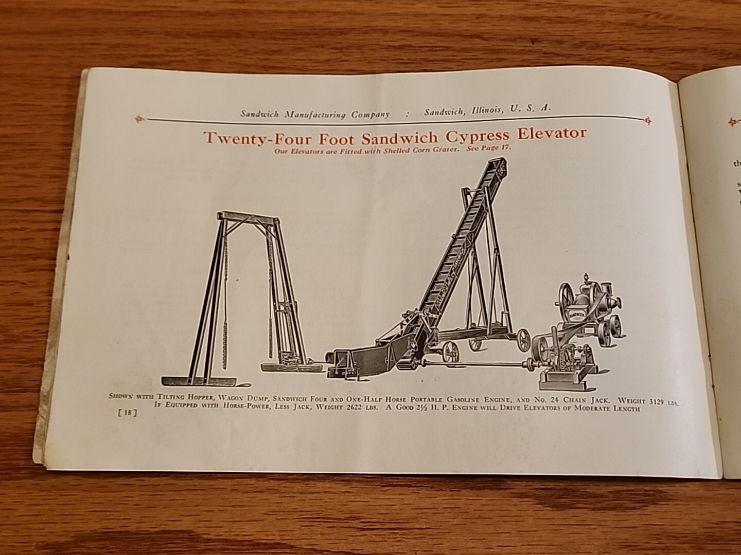 Sandwich Portable and Bucket Elevators Illinois Gas Engine