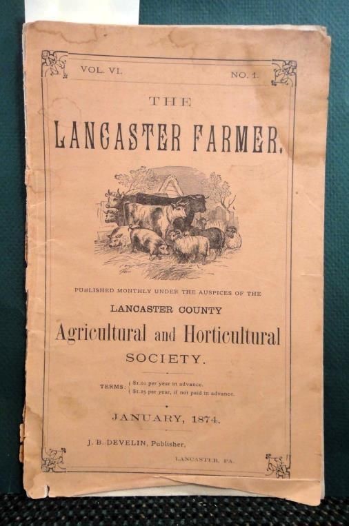 1874 antique LANCASTER FARMER MAG pa coffee agriculture native sheep ADS