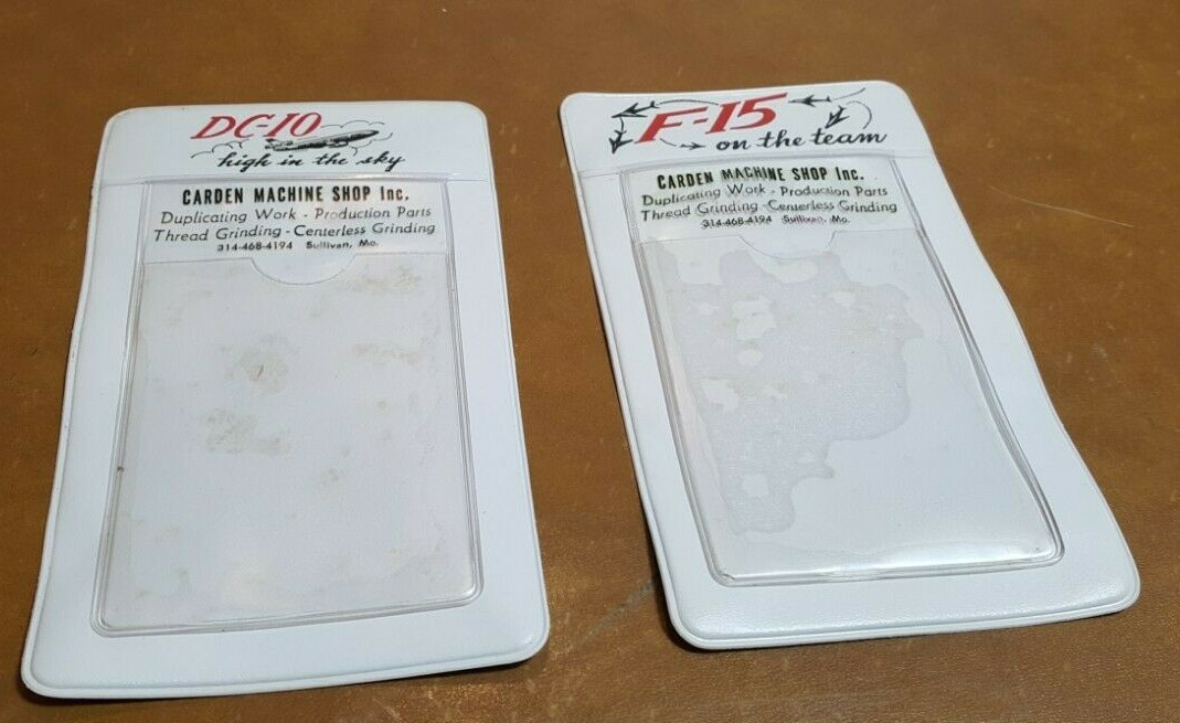 2 Vintage Pocket Protectors McDonnell Douglas F-15 DC-10 Jet NERD Space pen