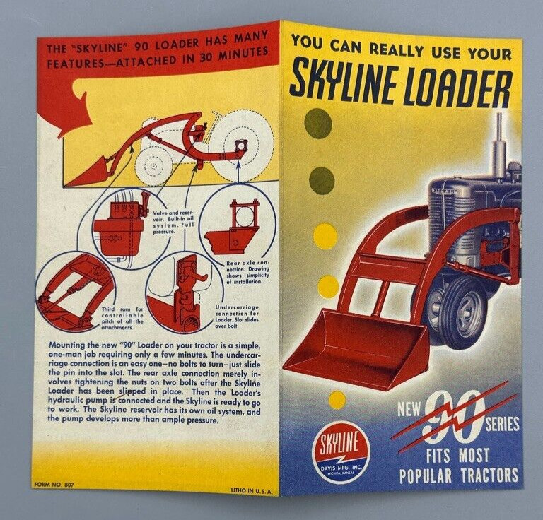c 1950 SKYLINE LOADER Davis Mfg FARM Machinery Advertising WICHITA KS Brochure
