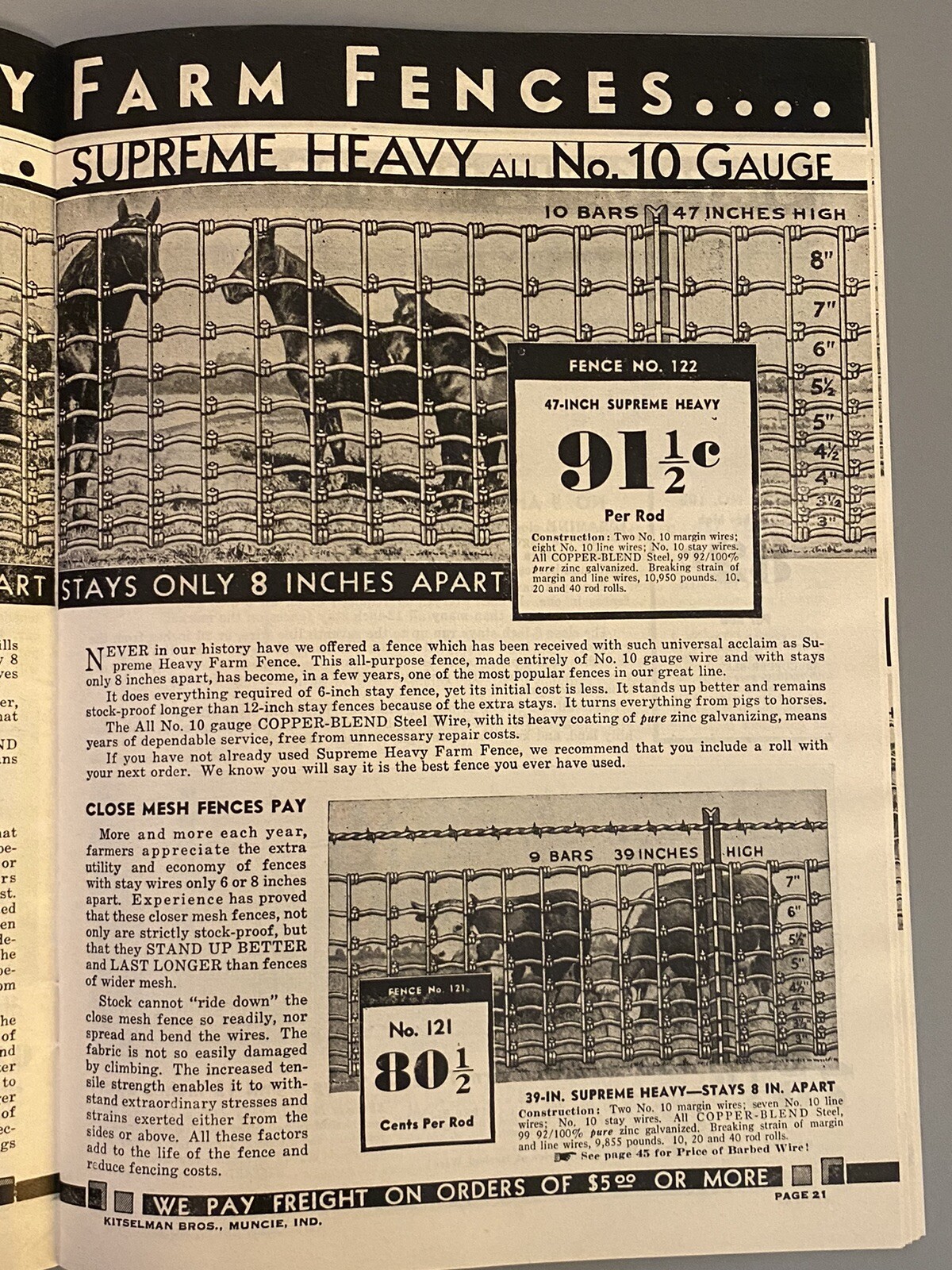 VINTAGE 1936 KITSELMAN FENCE CATALOG KITSELMAN BROTHERS MUNCIE, INDIANA