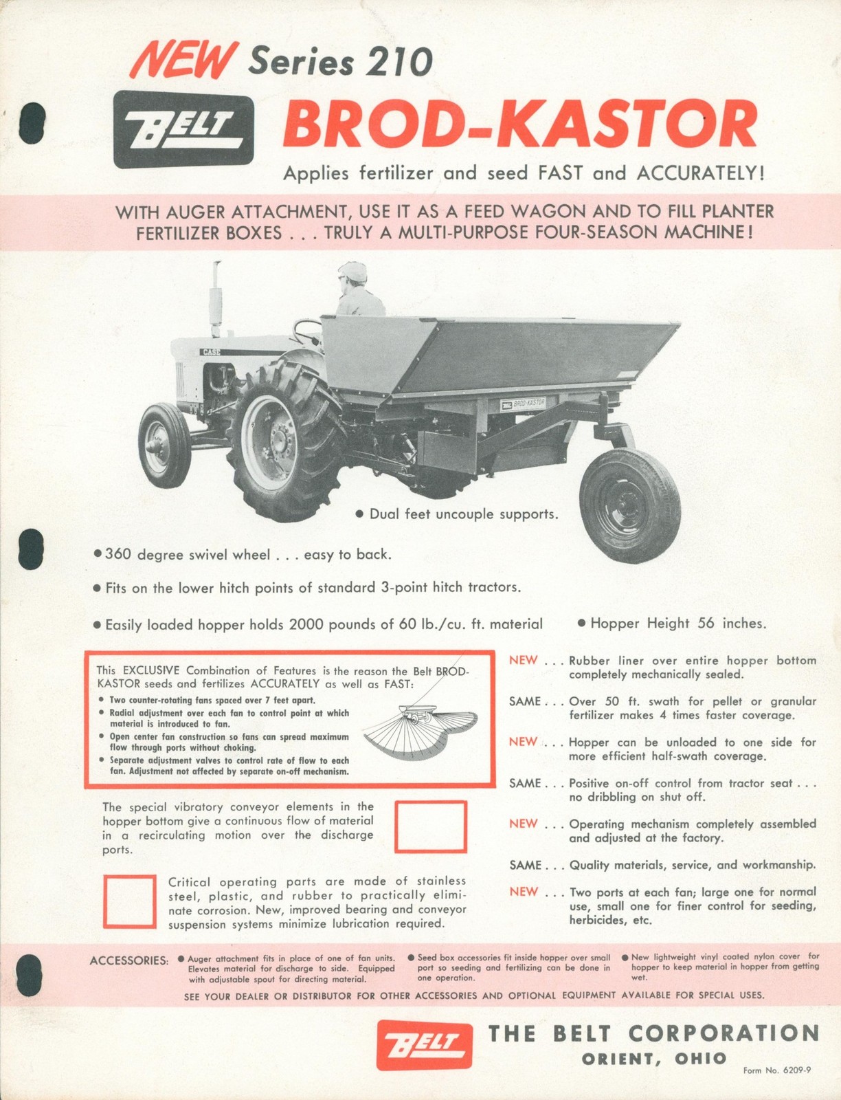 c1962 Belt Seed Broadcaster Brod-Kastor Dealer Brochure Farm Orient OH 110 210