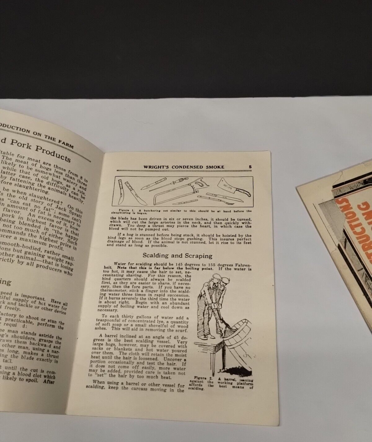 Vintage MEAT PRODUCTION On The FARM Bklet & 1922 Simple Instructions for Butcher