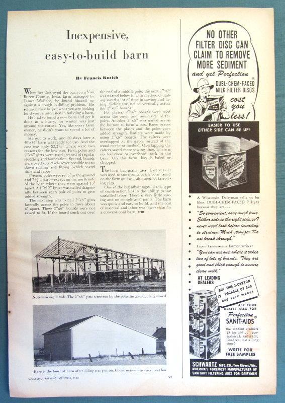 Orig 1950 Building Products Ad Endorsed by James Wallace of Van Buren County IA
