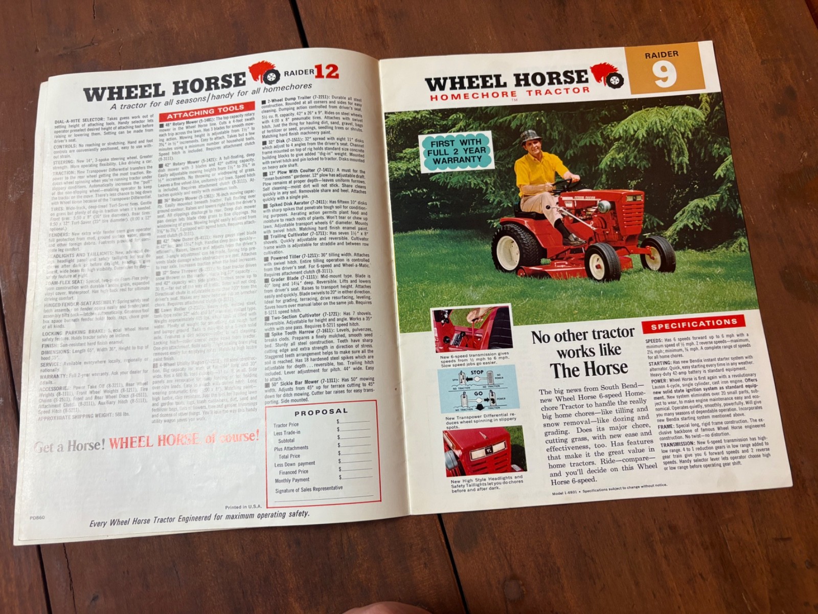 Vintage Wheel Horse Garden Tractor Sales Brochure Raider Charger Commando Ranger