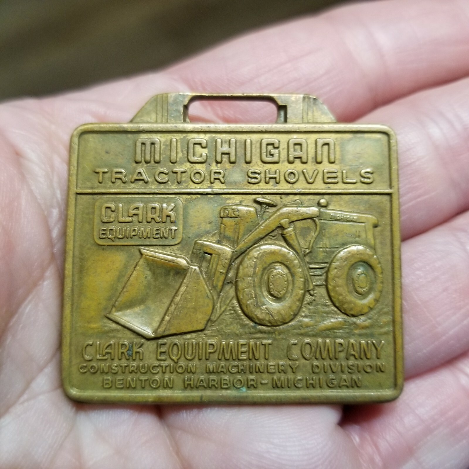 MICHIGAN Tractor Shovels Clark Equipment Watch Fob Geo. Anderson Harvey, IL