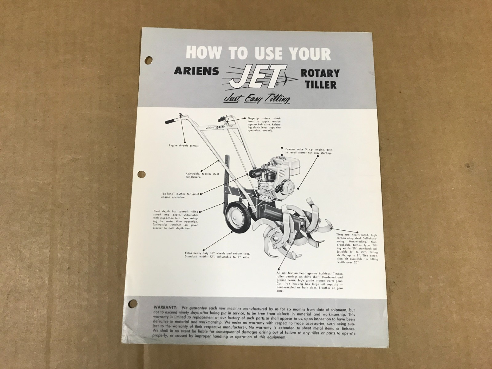 Vintage How To Use Your Ariens Jet Rotary Tiller