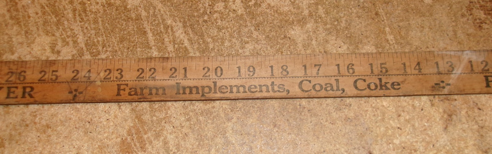 wood yardstick henery meyer farm impls. coal,coke pecatonica,il. good used