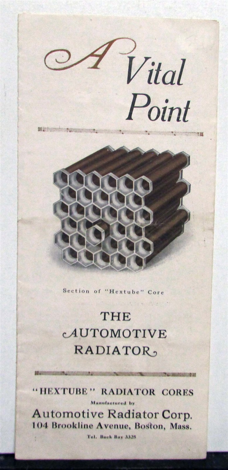 1910s Automotive Radiator Co Hextube Radiator Cores Specs Sales Tri-Folder