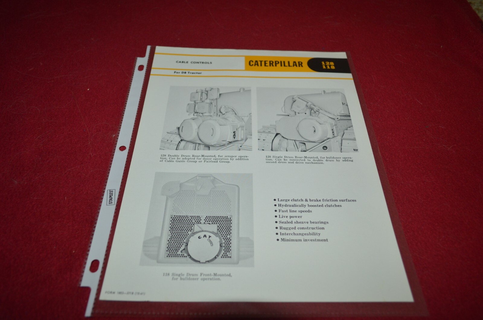 Caterpillar 128 118 Cable Controls For 1961 Dealer&rsquo;s Brochure AMIL16