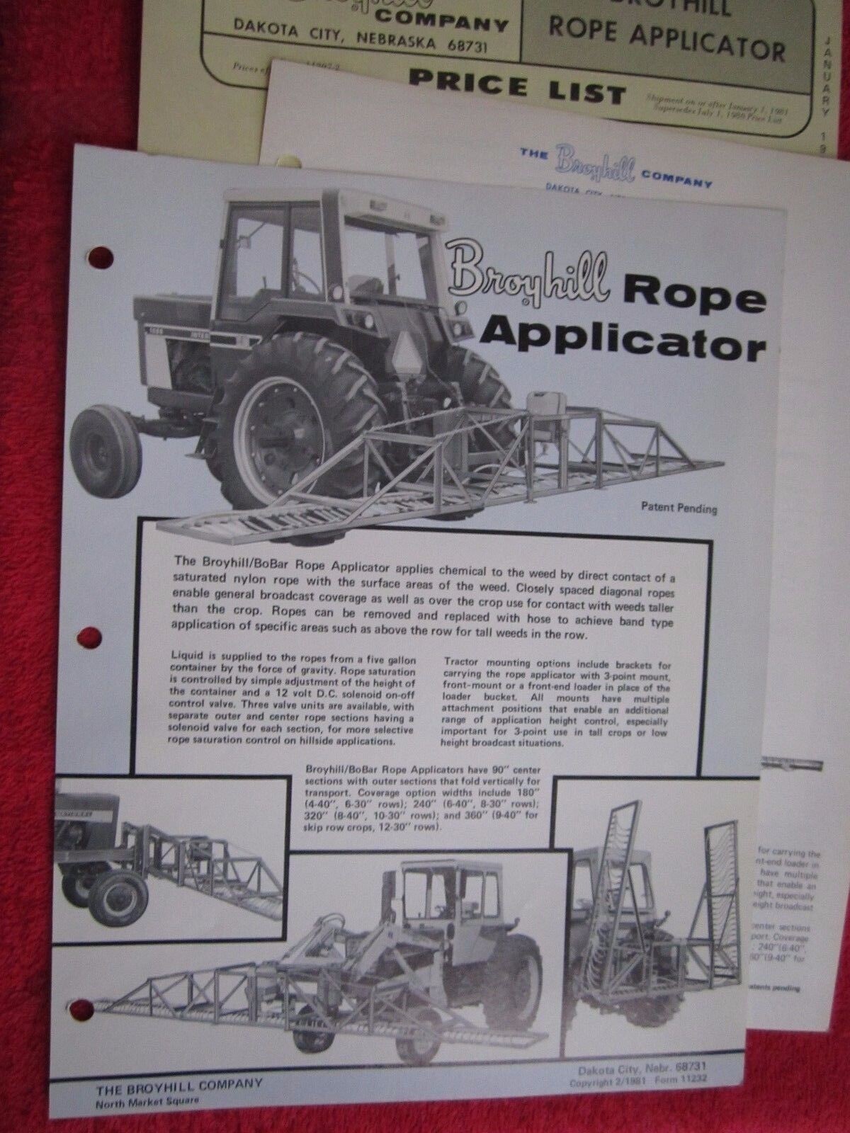 1981 BROYHILL ROPE CHEMICAL APPLICATOR BROCHURE