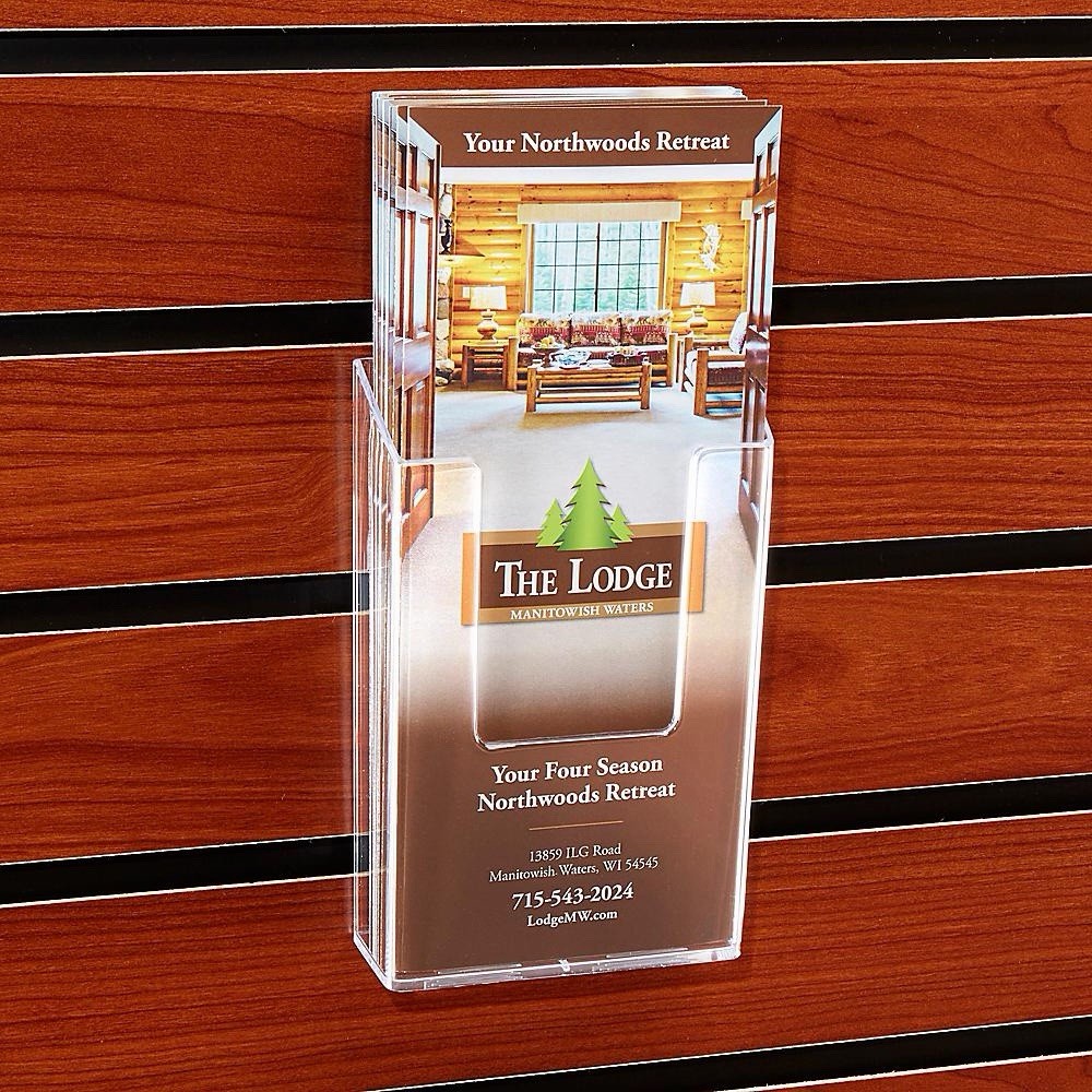 Lot of 40 – Uline S-18619 Acrylic Pamphlet Brochure Holders 4&Prime; x 1-1/8&Prime;x 6-1/2&Prime;