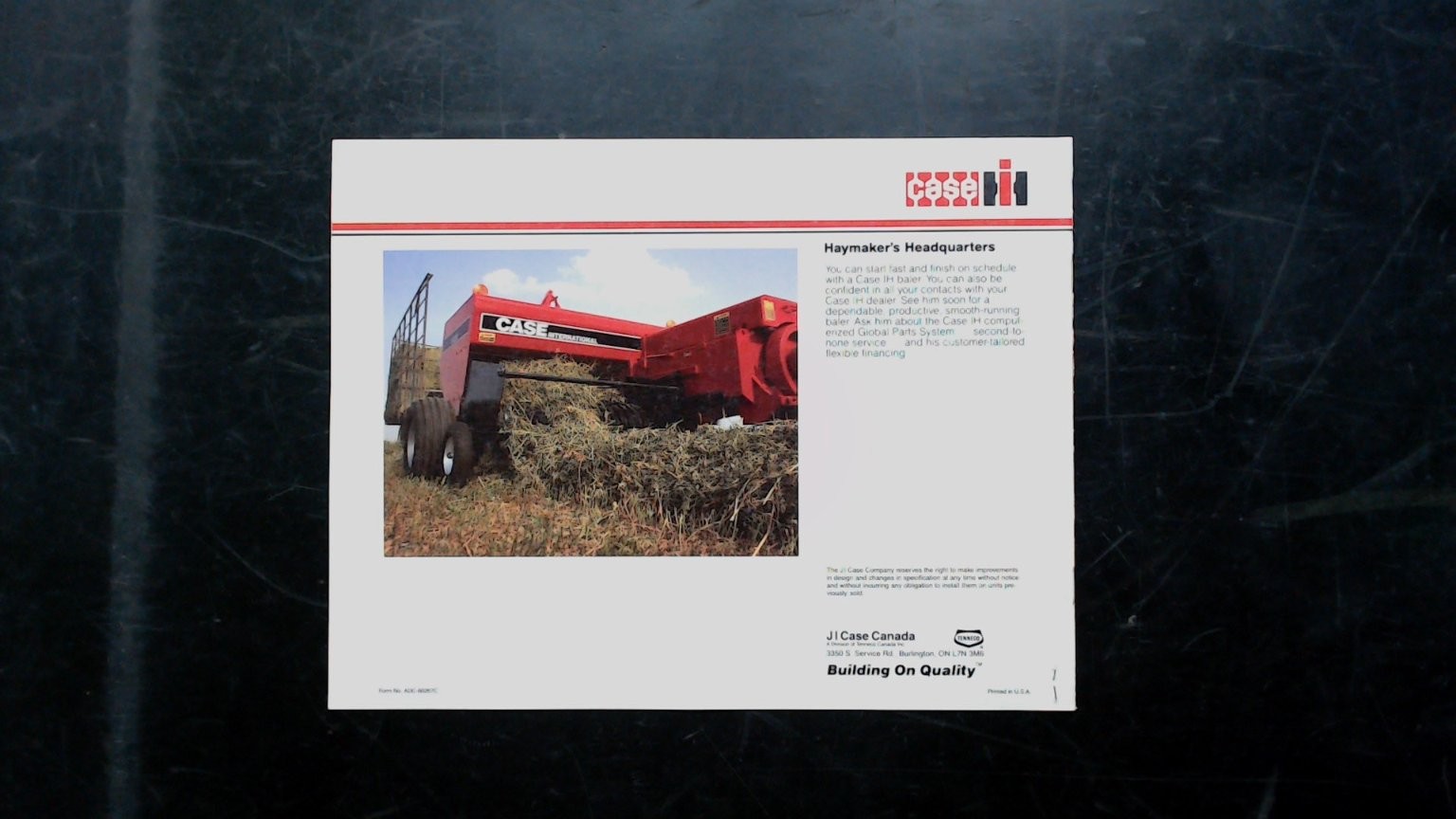 Case International 435/445/5420 Rectangular Balers Brochure Vintage Farm Ads