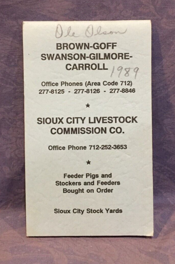 Brown-Goff-Swanson-Gilmore-Carroll Sioux City Livestock Advertising Notebook