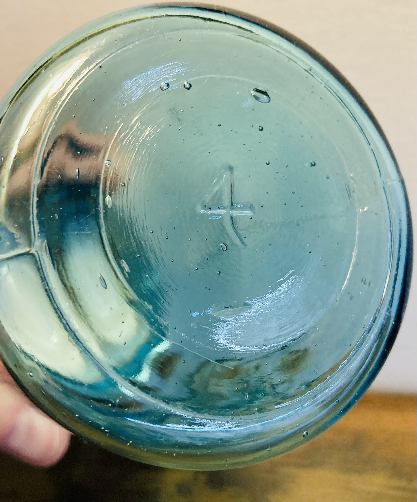 BLUE PINT C.1923 BALL “PERFECT MASON” JAR #4~5.25”H IN VG CONDITION
