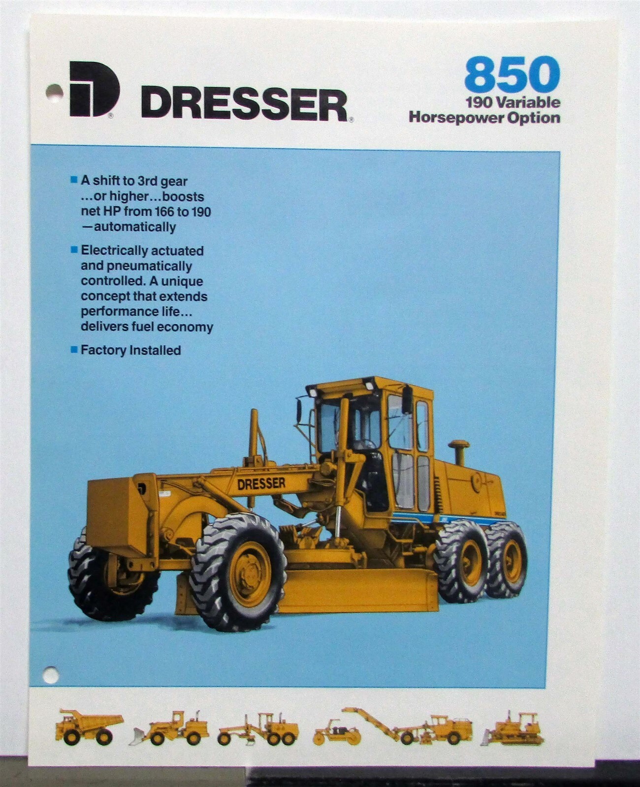 1989 Dresser 850 Road Motor Grader Specifications Construction Sales Brochure