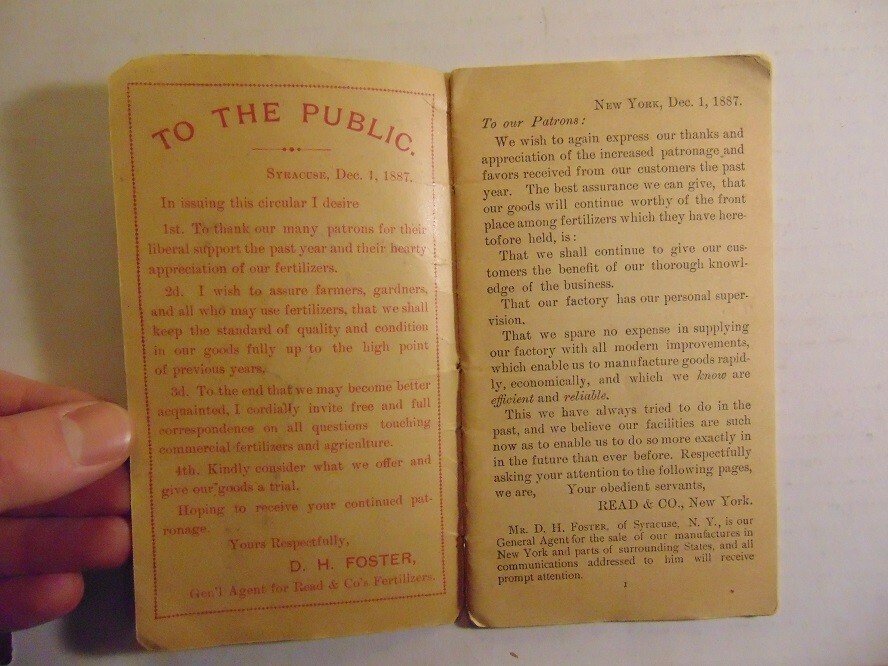 Vintage 1888 Read & Co&rsquo;s Standard Brands Bone Fertilizers Information Booklet